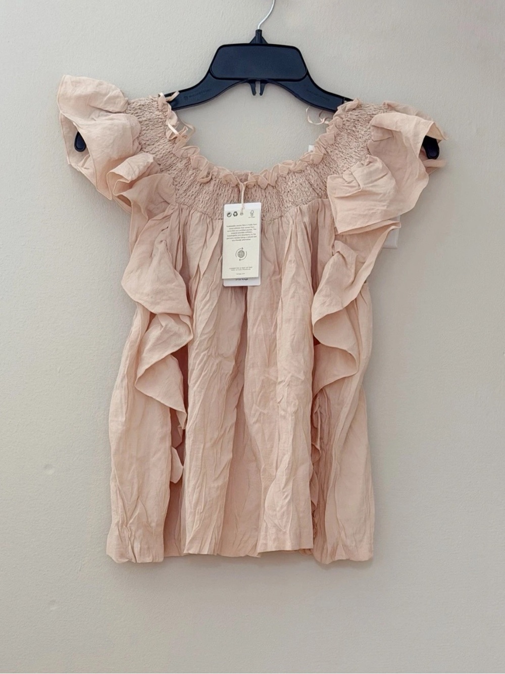 Mango MNG Crinkle Ruffle Top XS